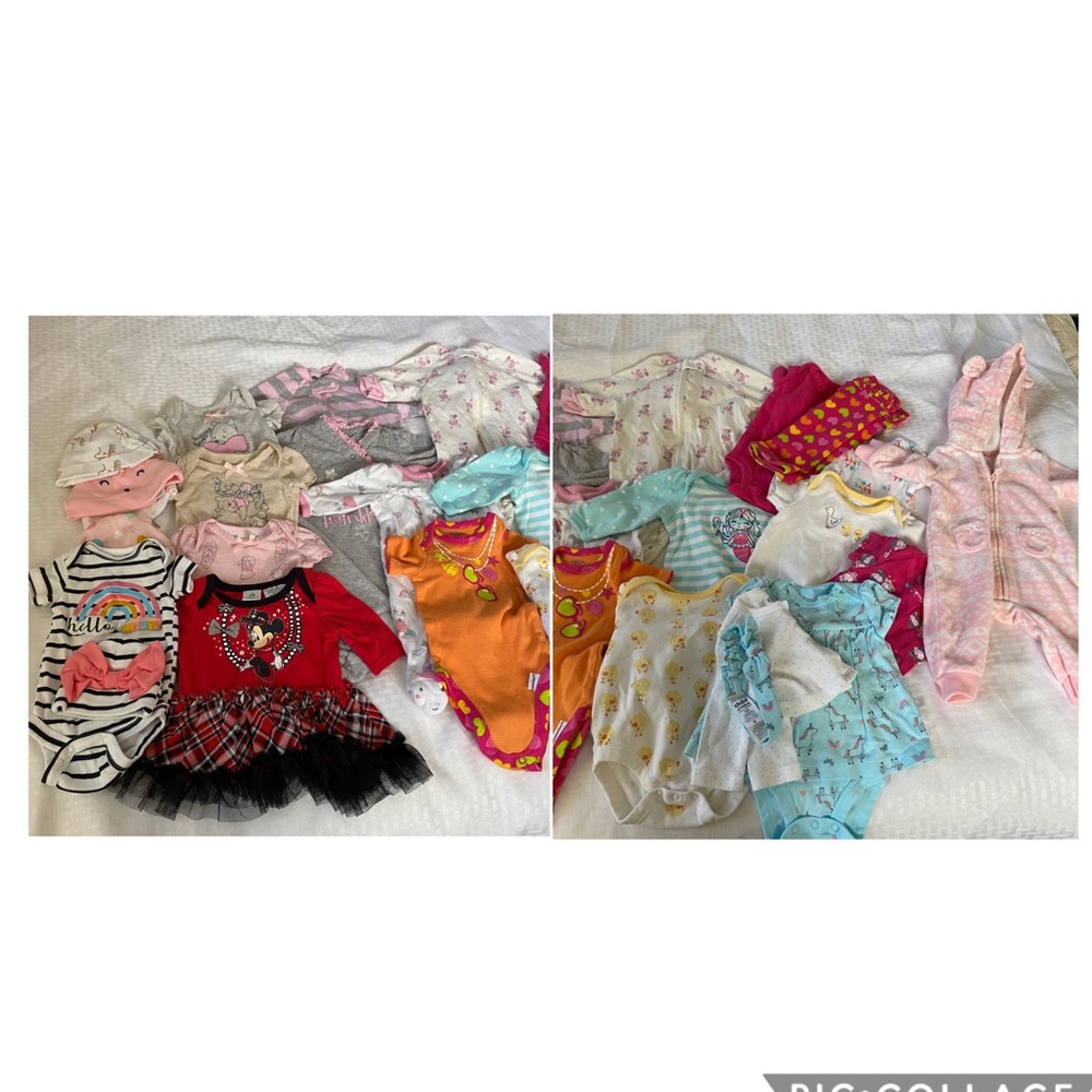 24 pieces of New Born clothes and 14 NB diapers